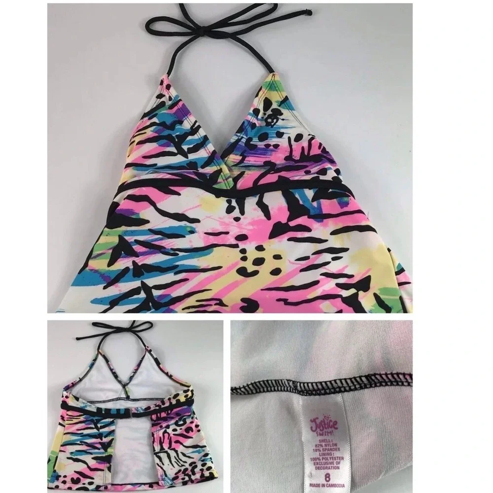 Girls Outfit 8 Justice‎ Swim Tankini Top Cat & Jack Denim Shorts Summer Bundle/4